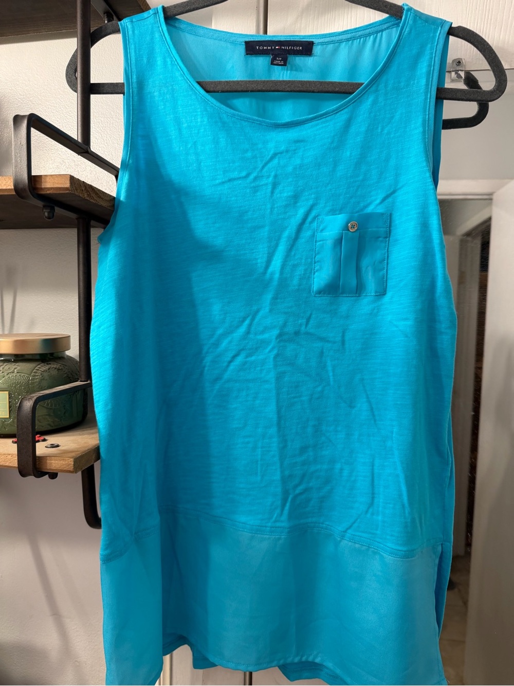 Tommy Hilfiger Sleeveless Tank Top in Bright Turquoise Blue